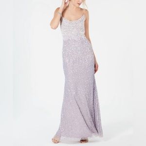 Lavender Ombre/White Beaded Adrianna Papell Spagetti Strap Gown